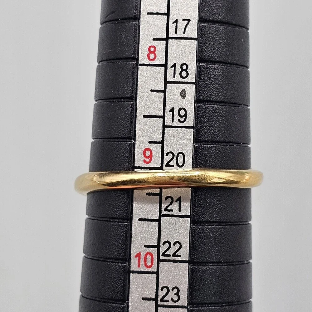 18k Yellow Gold Plated Smoky Quartz Ring Bypass Swoop Band Oval Cabochon Size 9 - Picture 10 of 10